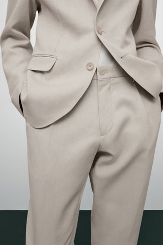 Pantalon costume en lin à pinces Limited Edition - Beige
