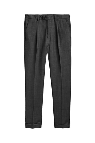 Pantalon de costume fil-à-fil gris laine - Gris foncé chiné
