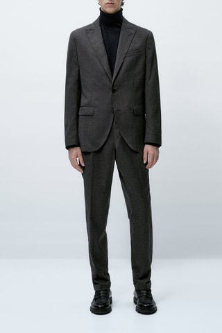 Pantalon de costume fil-à-fil gris laine - Gris foncé chiné