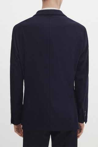 Blazer en laine texturée bleu marine - Bleu marine