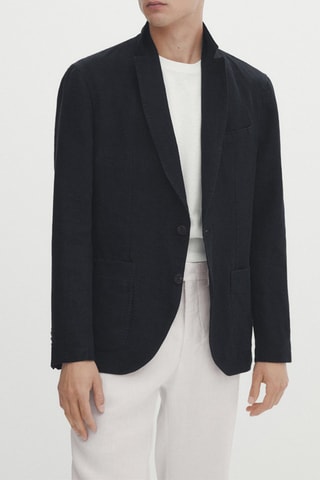Blazer en lin teinté - Bleu marine