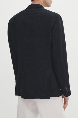 Blazer en lin teinté - Bleu marine