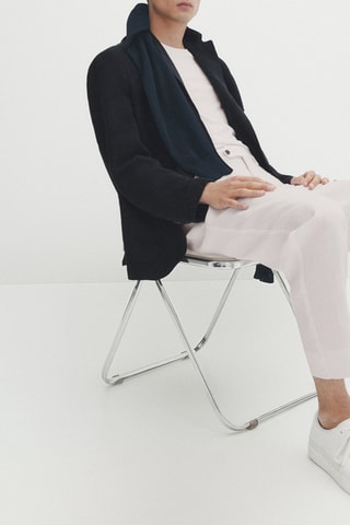 Blazer en lin teinté - Bleu marine