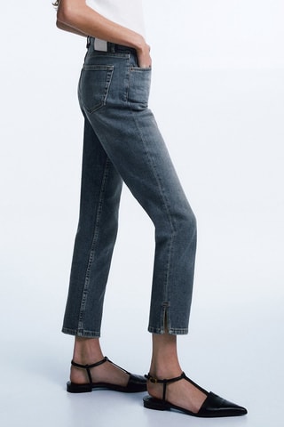 Jean cropped taille mi-haute slim fit - Bleu foncé
