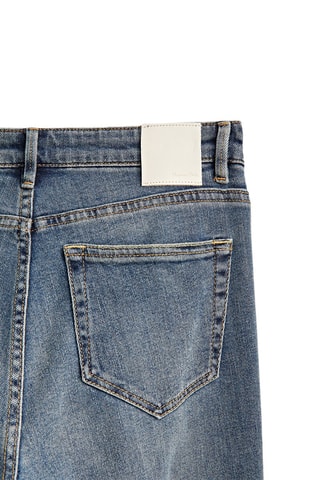 Jean cropped taille mi-haute slim fit - Bleu foncé