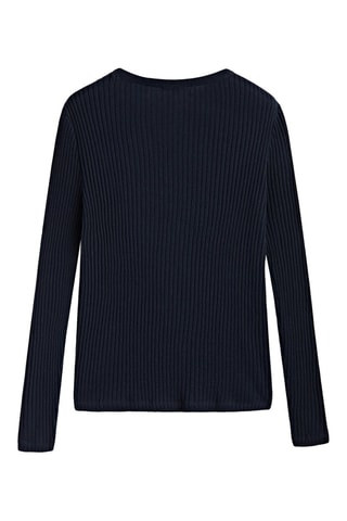 Top manches longues côtelé avec de la laine - Bleu marine