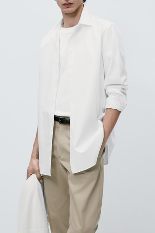 Chemise micro-texturée coton regular fit - Blanc