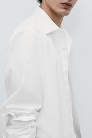 Chemise micro-texturée coton regular fit - Blanc