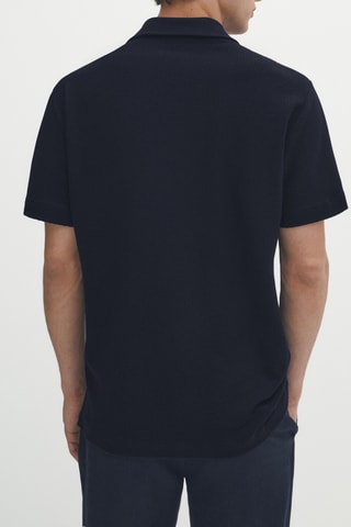 Polo 100% coton maxi texturé - Bleu marine