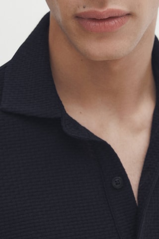 Polo 100% coton maxi texturé - Bleu marine