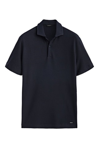 Polo 100% coton maxi texturé - Bleu marine