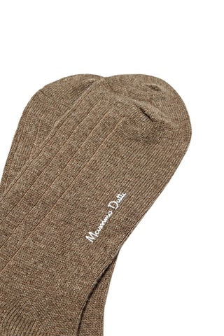 Chaussettes maille côtelée laine mélangée - Marron clair