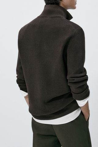 Pull texturé col cheminée fermeture Éclair - Gris