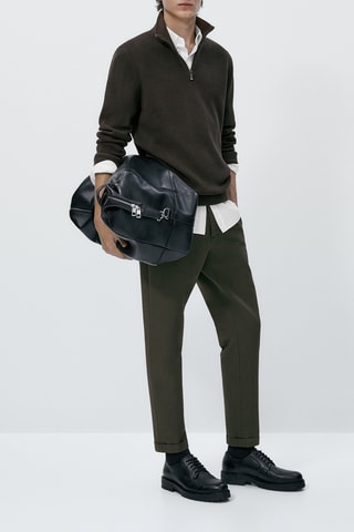 Pull texturé col cheminée fermeture Éclair - Gris