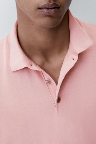 Pull polo manches courtes en coton - Rose