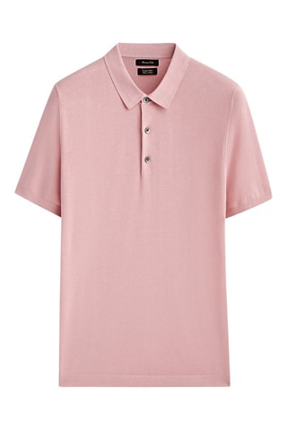 Pull polo manches courtes en coton - Rose