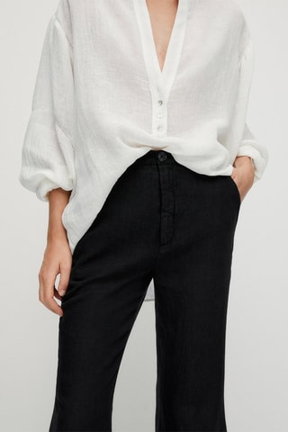 Pantalon en lin évasé - Noir