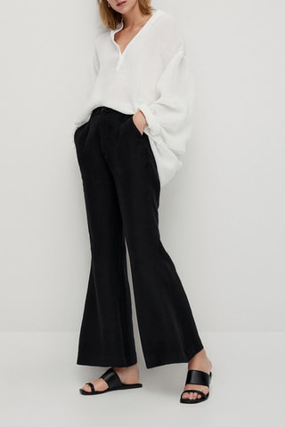 Pantalon en lin évasé - Noir