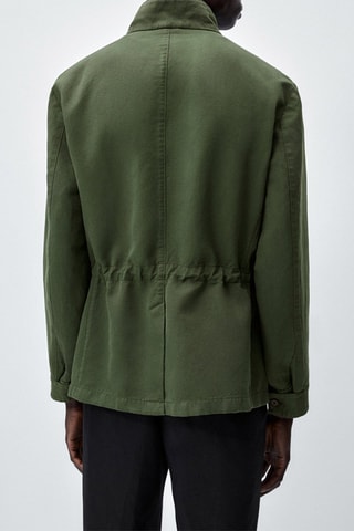 Veste à poches avec du lin et du coton - Vert