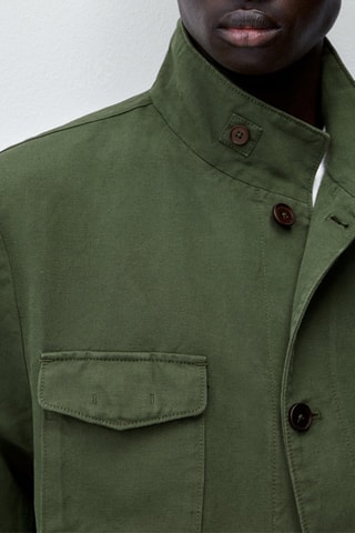 Veste à poches avec du lin et du coton - Vert