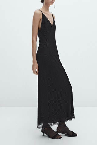 Robe à bretelles en maille avec perles fantaisie - Noir