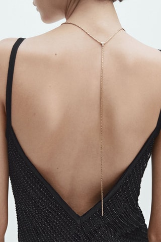 Robe à bretelles en maille avec perles fantaisie - Noir