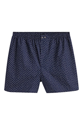 Caleçon en popeline imprimé géométrique - Bleu marine