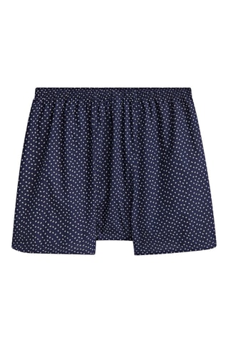 Caleçon en popeline imprimé géométrique - Bleu marine