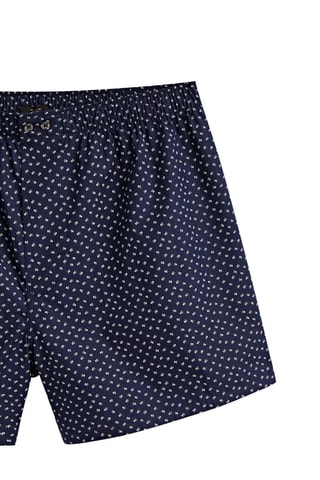 Caleçon en popeline imprimé géométrique - Bleu marine