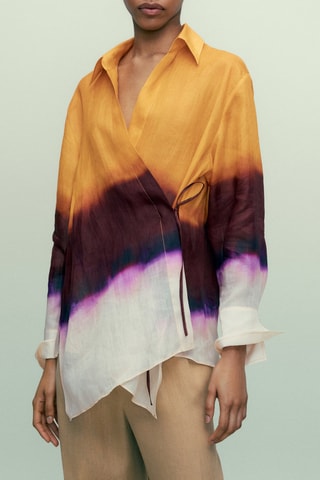 Kimono tie-dye ramie - Bordeaux et orange