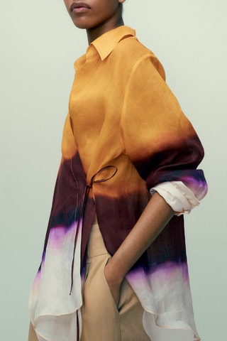 Kimono tie-dye ramie - Bordeaux et orange