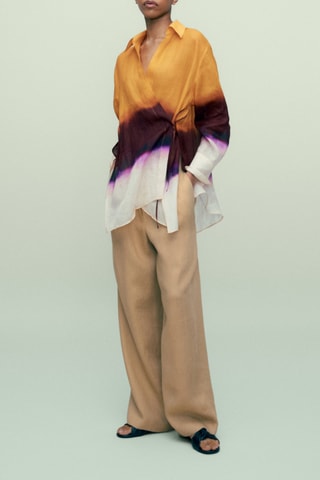 Kimono tie-dye ramie - Bordeaux et orange