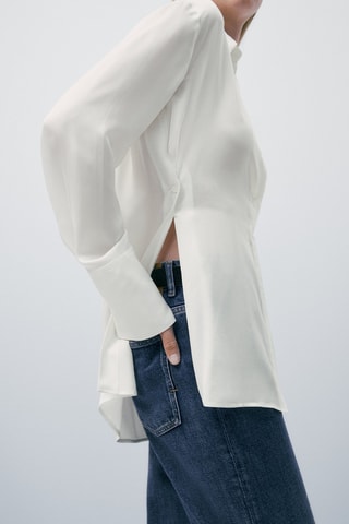 Chemise en soie fendue - Ecru