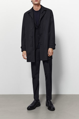 Trench habillé laine mélangée - Bleu nuit