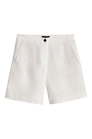 Bermuda pur lin bas retroussé - Blanc