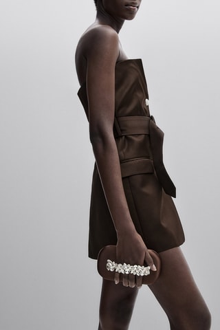 Sac clutch anse décorative - Studio - Marron