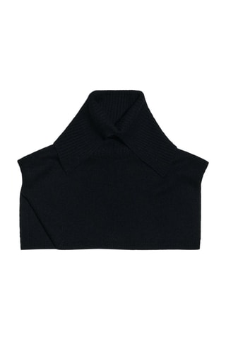 Echarpe plastron col roulé fendu 100% cachemire - Noir