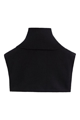 Echarpe plastron col roulé fendu 100% cachemire - Noir