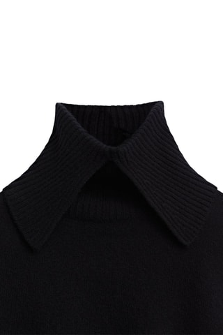 Echarpe plastron col roulé fendu 100% cachemire - Noir