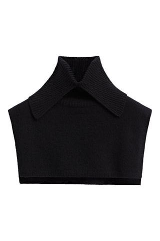Echarpe plastron col roulé fendu 100% cachemire - Noir