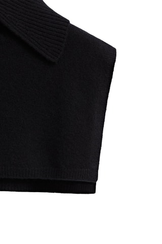 Echarpe plastron col roulé fendu 100% cachemire - Noir