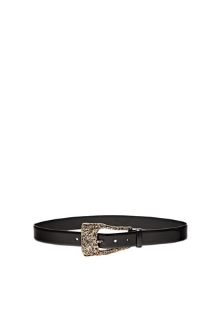 Ceinture cuir boucle texture - Noir