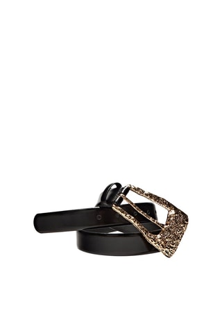 Ceinture cuir boucle texture - Noir