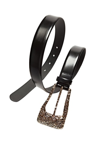 Ceinture cuir boucle texture - Noir