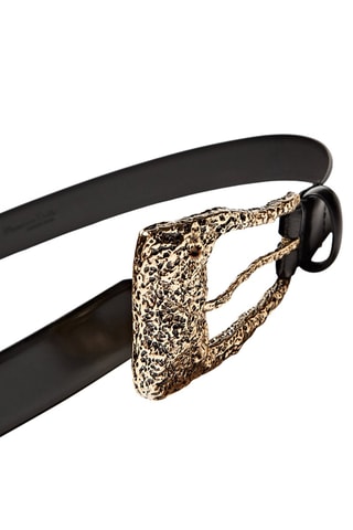 Ceinture cuir boucle texture - Noir