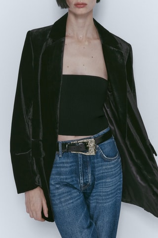 Ceinture cuir boucle texture - Noir