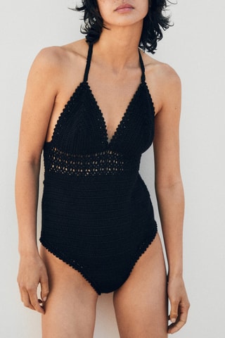 Maillot de bain maille crochet - Noir