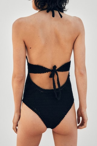 Maillot de bain maille crochet - Noir