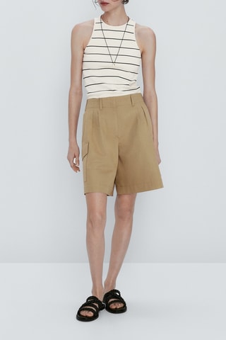 Débardeur rayé côtelé sans manches - Ecru