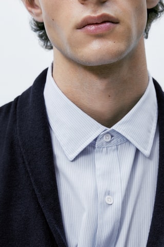 Cardigan en maille en laine et cachemire col châle - Bleu marine